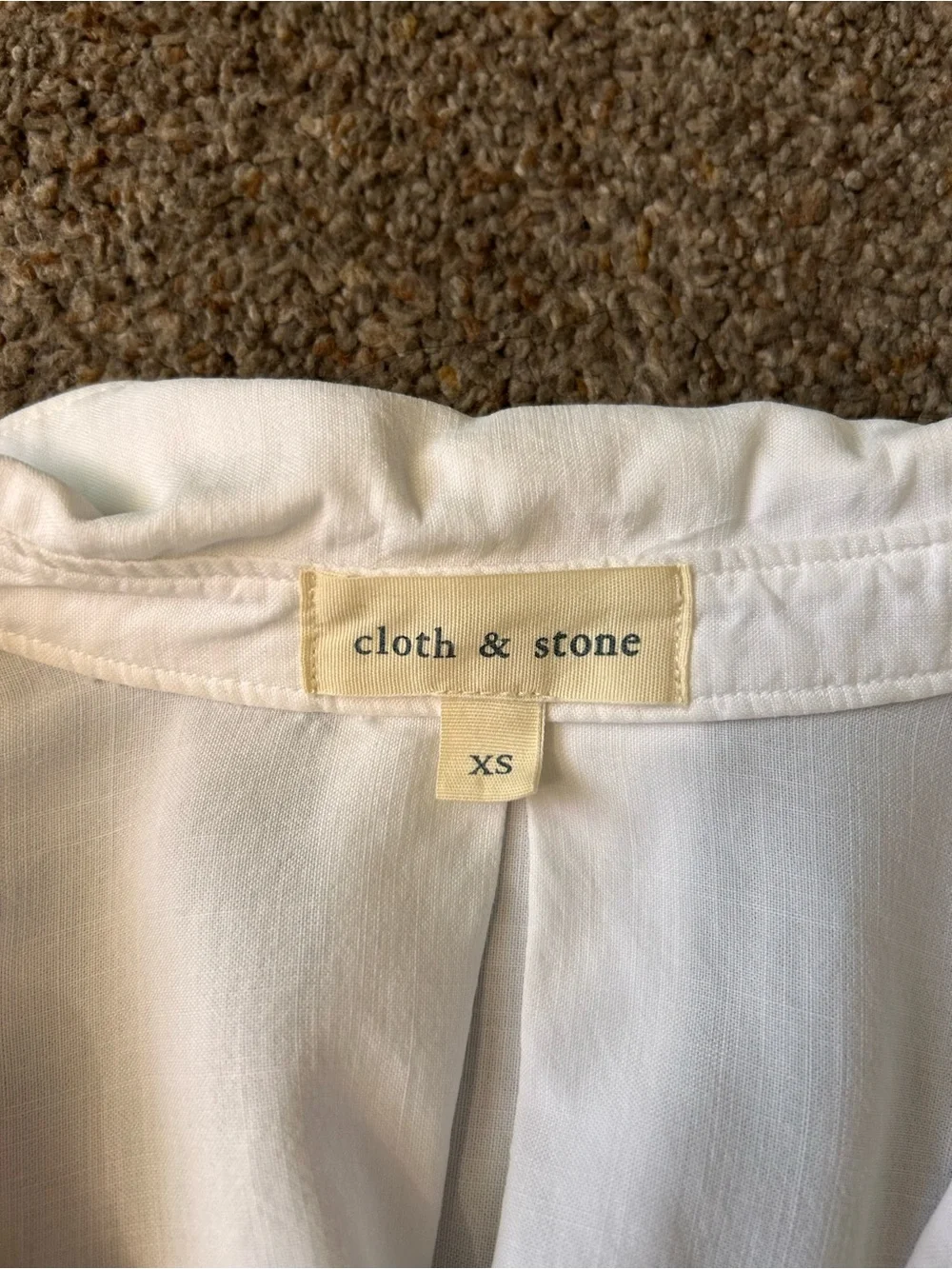 Cloth & Stone Roll Tab Long Sleeve Button Up Shirt White XS Collar Office Career